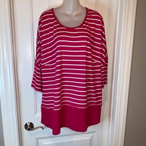 Avenue Plus Size Pink & White Striped Top NWT